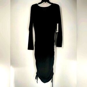 Threads 4 Thought Women's Ruched Black Long Sleeve Dress Size L